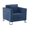 Armen Living Heritage Blue Fabric Upholstered Accent Chair with Brushed Stainless Steel Legs LCHT1BLUE - alternate 1